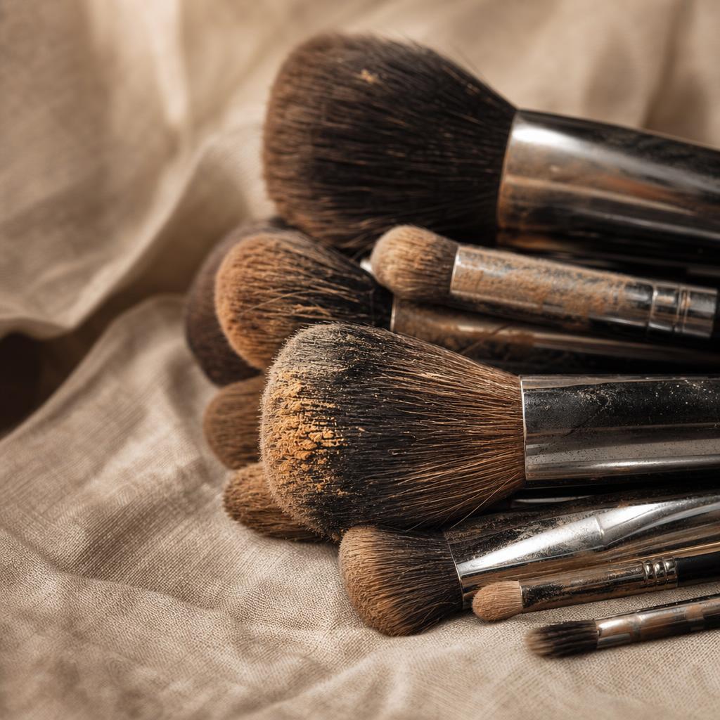 Brochas de maquillaje sucias